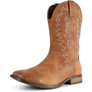 Cowboy Boots For Men Wide Foot Square Toe Camel